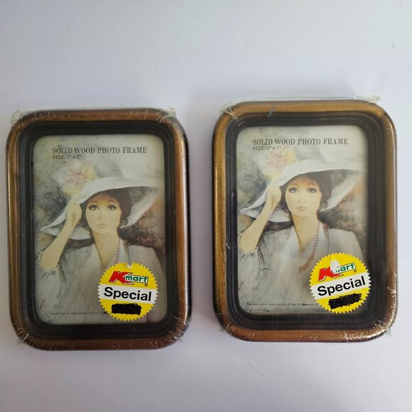 1970's Vtg 5x7 2Tone Picture Frame Rounded Corners Solid Wood - Picture 1 of 12